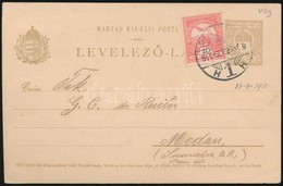 1911 Díjkiegészített Díjjegyes Levelez?lap Szumátrára / PS-card With Additional Franking To Medan/Sumatra - Sonstige & Ohne Zuordnung