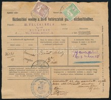 1913 Kézbesítési Vevény Turul 5f és 20f Bélyeggel / Delivery Receipt - Altri & Non Classificati