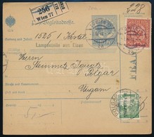 1917 Osztrák Csomagszállító Arató 5f Díjkiegészítéssel / Austrian Parcel Card With 5f Additional Franking - Altri & Non Classificati