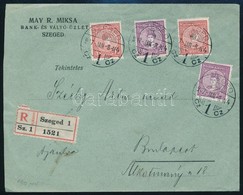 1917 Ajánlott Levél Koronázási Bélyegekkel, Hátoldalán Levélzáróval Szegedr?l Budapestre / Registered Cover 'SZEGED' - Altri & Non Classificati