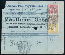 1917-1919 Postautánvételi Lap és Postautalvány Postakezelési Lyukasztásokkal / Money Order + COD Card - Altri & Non Classificati