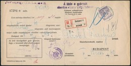 1918 Budapest Központi Liszthivatal Ajánlott Utalványa Helybe, 15f Szükségportóval / Registered Order With 15f Auxiliary - Altri & Non Classificati
