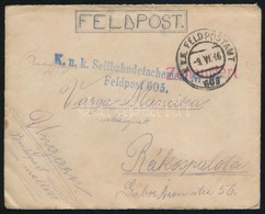 1916 Tábori Posta Levél / Field Post Cover 'K.u.k. Seilbahndetachement Nr. 23.' + 'FP 605' - Altri & Non Classificati