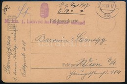 1917 Tábori Posta Levelez?lap / Field Postcard 'M.kir. 1. Honvéd Kerékpáros Század' + 'FP 218' - Altri & Non Classificati