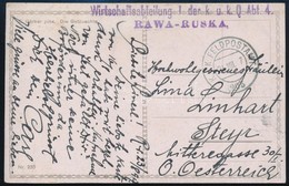 1917 Tábori Posta Képeslap / Field Postcard 'Wirtschaftsabteilung I. Der K.u.k. Q. Abt. 4. RAWA-RUSKA' + 'FP 203' - Altri & Non Classificati