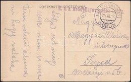 1918 Tábori Posta Képeslap / Field Postcard  'K.u.k. Motorpflugwerkstätte Lublin' + 'EP LUBLIN' - Andere & Zonder Classificatie