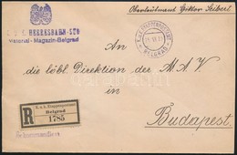 1918 Ajánlott Tábori Posta Levél / Registered Field Post Cover 'K.U.K. HEERESBAHN SÜD Material-Magazin Belgrad' + 'EP BE - Andere & Zonder Classificatie
