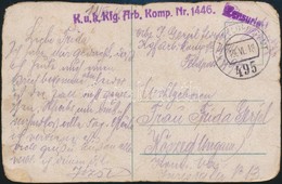 1918 Tábori Posta Képeslap / Field Postcard 'K.u.k. Kfg. Arb. Komp. Nr. 1446.' + 'FP 495' - Andere & Zonder Classificatie