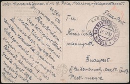 1917 Tábori Posta Képeslap Hajópostával / Field Postcard 'S.M.S. POLA' + 'MFP POLA E' - Andere & Zonder Classificatie