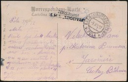 1917 Képeslap Haditengerészeti Postával / Navy Mail Postcard 'ZENSURIERT S.M.S. SZIGETVÁR' + 'MFP POLA' - Altri & Non Classificati