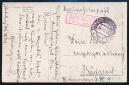 1917 Tábori Posta Képeslap Hajópostával / Field Postcard 'S.M.S. Habsburg' + 'MFP POLA' - Other & Unclassified