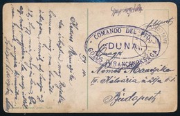 1918 Tábori Posta Képeslap / Field Postcard 'COMMANDO DEL PFO. DUNA G?ZÖS PARANCSNOKSÁGA' + 'FP 452 B' - Altri & Non Classificati