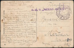 1918 Képeslap Haditengerészeti Postával / Navy Mail Postcard 'S.M.S. SZENT ISTVÁN' + 'MFP POLA M' - Other & Unclassified