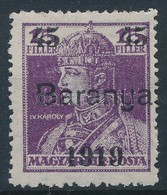 * Baranya I. 1919 Károly 45f/15f Próbanyomat (**25.000) / Mi VII. Proof. Signed: Bodor - Other & Unclassified