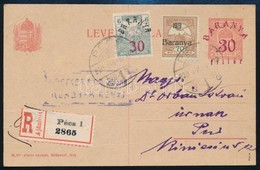 1920 Ajánlott Baranya Díjjegyes Levelez?lap Díjkiegészítéssel, Cenzúrázva / Registered Censored PS-card. Signed: Bodor - Other & Unclassified