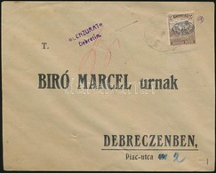 1919 Debrecen Helyi Levél 20f Fordított Felülnyomású Bélyeggel / Local Cover With One Stamp With Inverted Overprint. Sig - Other & Unclassified