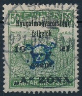 O Nyugat-Magyarország II. 1921 Arató 50f Hármaslyukasztással / Mi 16 With 3-hole Punching 'KISMARTON'. Signed: Bodor - Altri & Non Classificati