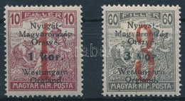 ** * Nyugat-Magyarország VI. 1921 1K és 3K Törött Számokkal (a 3K-s értéknél Ez Ritka Lemezhiba!) / Mi 64, 66 With Plate - Other & Unclassified