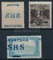 ** * SHS 1918 3 Klf Bélyeg: Fordított Ill. Elcsúszott Felülnyomással + Gépszínátnyomattal / 3 Stamps With Overprint Vari - Other & Unclassified