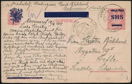 1919 SHS Levelez?lap Svédországba / PS-card To Sweden. Signed: Bodor - Altri & Non Classificati