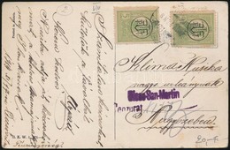 1919 Képeslap 2 X 5Bani Bérmentesítéssel Nagyszebenbe, Cenzúrázva / Postcard With 2 X 5Bani Franking To Nagyszeben, Cens - Other & Unclassified