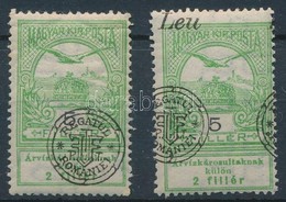 ** Nagyvárad 1919 2 Db Árvíz 5f Elcsúszott Felülnyomással / 2 X Mi 4 II. With Shifted Overprint. Signed: Bodor - Altri & Non Classificati