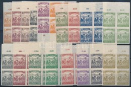 ** 1920/1924 Arató Vágott Sor ívszéli Négyestömbökben (cca. 160.000) / Mi 326-353 Imperforate Blocks Of 4 (záróérték Hiá - Altri & Non Classificati