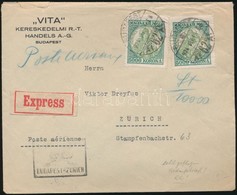 1924 Expressz Légi Levél Svájcba Koronás Madonna 5 X 5000K Bérmentesítéssel / Express Airmail Cover To Zürich - Altri & Non Classificati