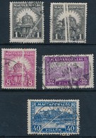 O 1926-1928 5 Db (4 Klf) Peng?-fillér Bélyeg Papírránccal / 5 Stamps (4 Different) With Paper Crease - Other & Unclassified