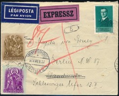 1927 Légi Expressz Levél 1,52P Bérmentesítéssel Berlinbe / Airmail Express Cover With 1,52P Franking To Berlin - Altri & Non Classificati