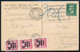 1931 Képeslap Párizsból, 3 X 10/16f Portóval / Postcard From Paris, With Postage Due - Altri & Non Classificati