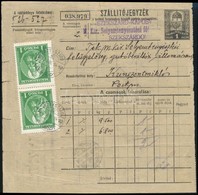 1933 Sommás Szállítójegyzék 2 Db Nagy Madonna 1P Bérmentesítéssel / Parcel List 'SZEKSZÁRD' - Altri & Non Classificati