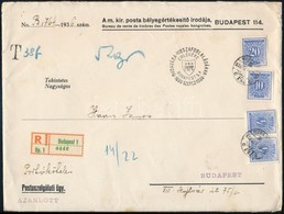 1936 Budapest Helyi Ajánlott Levél Postaszolgálati ügyben, 38f Portóval / Local Registered Cover With 38f Postage Due - Other & Unclassified