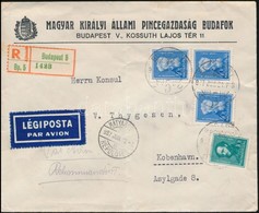 1937 Ajánlott Légi Levél Koppenhágába / Registered Airmail Cover To Copenhagen - Altri & Non Classificati