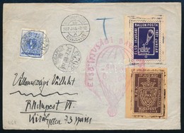 1937 Ballonposta Levélel?lap 4f Portóval és Levélzárókkal / Cover Front With 4f Postage Due And Labels 'ELS? IFJÚSÁGI BA - Other & Unclassified