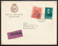 1938 Expressz Szállodai Levél Horthy és Hazatérés Bélyeggel Zürichbe / Express Cover To Zürich - Altri & Non Classificati