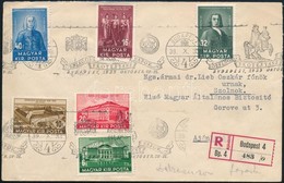 1939 Budapest Helyi Ajánlott Levél Debrecen Sorral Bérmentesítve, Alkalmi Bélyegzéssel / Mi 585-590 On Local Registered  - Altri & Non Classificati