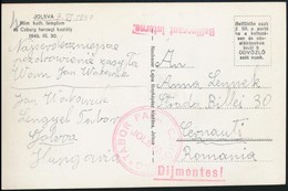 1940 Képeslap A Jolsvai Lengyel Táborból Romániába / Postcard From Polish Camp Jolsva To Romania 'JOLSVA TÁBOR PARANCSNO - Other & Unclassified