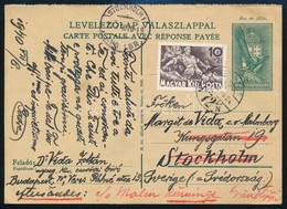 1940 Válaszos Díjjegyes Levelez?lap 10f Díjkiegészítéssel Stockholmba / PS-reply Cover Card With 10f Additional Franking - Altri & Non Classificati