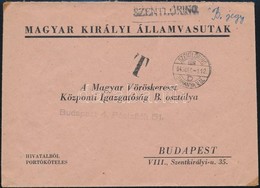 1943 Portós Levél SZENTL?RINC Vasúti Bélyegzéssel / Cover With Railway Cancellation, With Postage Due - Altri & Non Classificati