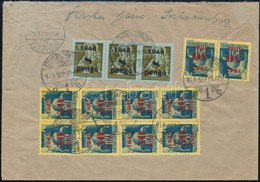 1945 (3. Díjszabás) Ajánlott Levél Szükségragjeggyel és 13 Bélyeggel Budapestre / Registered Cover With 13 Stamps Franki - Altri & Non Classificati