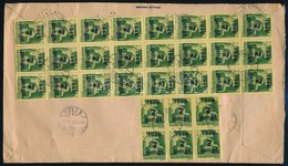 1945 (4. Díjszabás) Ajánlott Levél Szükségragjeggyel és 30 Bélyeggel Bérmentesítve / Registered Cover With 30 Stamps Fra - Other & Unclassified