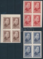 ** 1949 Sztálin Vágott Sor Négyestömbökben (12.000) / Mi 1066-1068 Imperforate Set In Blocks Of 4 - Sonstige & Ohne Zuordnung