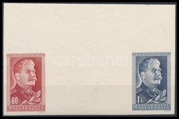 ** 1949 Sztálin 60f és 1Ft ívközéprészes ívszéli összefüggés / Mi 1066-1067 Imperforate Margin Gutter Pair - Altri & Non Classificati