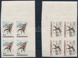 ** 1955 Téli Sport Vágott ívsarki Négyestömbök óriás ívszélekkel, 4 Stecklapon (48.000) / Mi 1409-1414 Imperforate Corne - Altri & Non Classificati