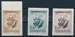 ** 1955 Bartók Béla (I.) Vágott Sor (10.000) / Mi 1450-1452 Imperforate Set - Altri & Non Classificati