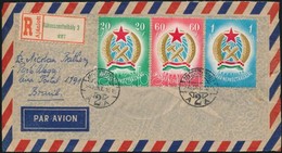 1949 Alkotmány Sor Díjkiegészítéssel Ajánlott Légi Levélen Brazíliába / Registered Airmail Cover To Brasil - Altri & Non Classificati