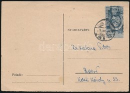 1951 Ötéves Terv (II.) 8f 5 Mm-rel Alacsonyabbra Fogazva, Levelez?lapon / Mi 1173 Small Size Stamp Due To Perforation Er - Altri & Non Classificati