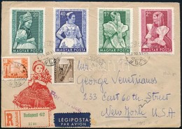 1953 Ajánlott Légi Levél 6 Bélyeges Bérmentesítéssel New Yorkba, érkezési Bélyegzéssel / Registered Airmail Cover With 6 - Altri & Non Classificati