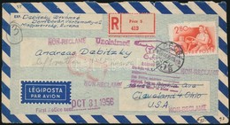 1956 Ajánlott Légi Levél Az Egyesült Államokba, Majd Visszaküldve / Registered Airmail Cover To The USA, Returned - Altri & Non Classificati